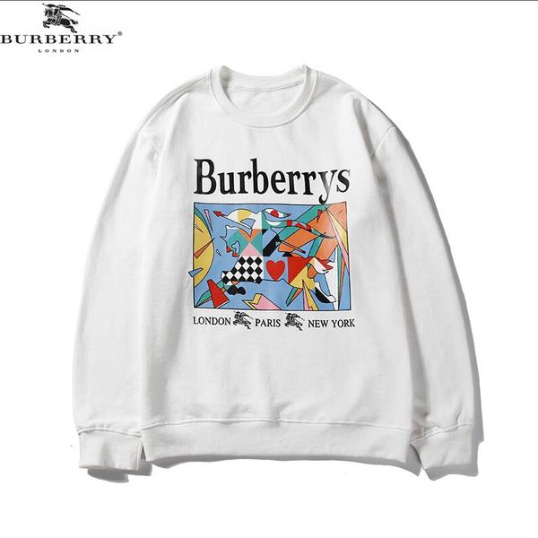 

2019 men's and women's burberrywinter new fashion sports sweater printing short-sleeved embroidered cotton men's sweater -57, Black