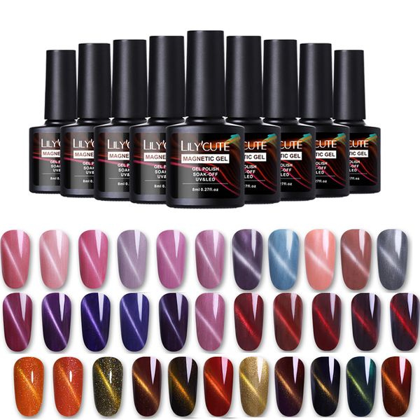 

lilycute 8ml magic cat eye nail gel polish holographic nail polish gel soak off manicure diy lacquer varnish 60 colors