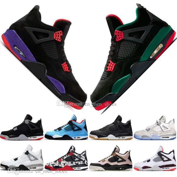 

2019 bred 4 4s what the cactus jack laser wings mens basketball shoes denim blue eminem white cement men sports designer sneakers