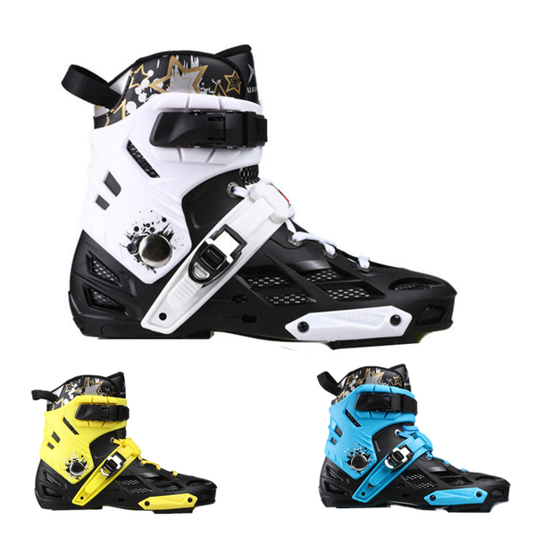 

skates boot kids inline skates patines upper boots removable inner boot sock sleeve buckle roller white blue gold 35-44