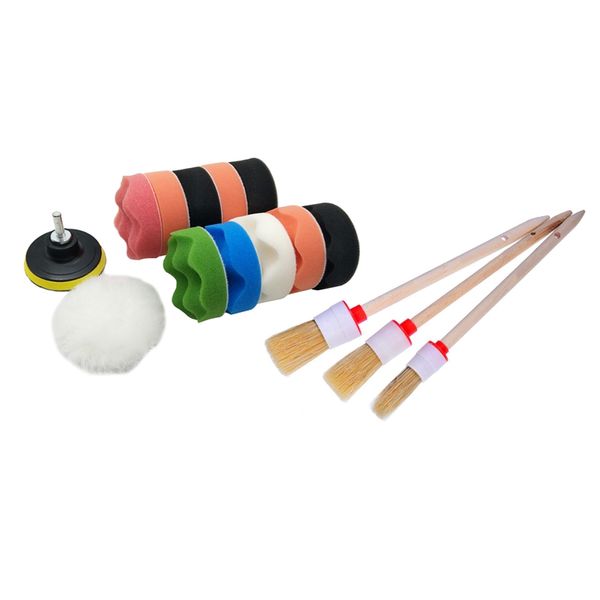 

5 inch polishing buffing pad auto car polishers and buffers wax set with 6 pieces detail brushes cleaning brushes