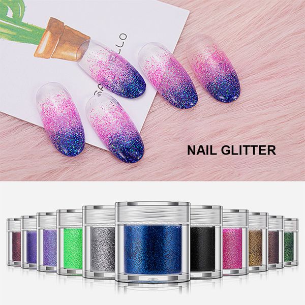 

2019 new nail glitter powder 12 color 10g bottle nail glitter powder eye makeup sequi, Silver;gold