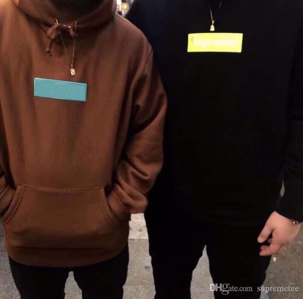

fashion brand new color box logo hoodie hip hop streetwear classic embroidery letter marka fleece hoodie autumn winter coat, Black