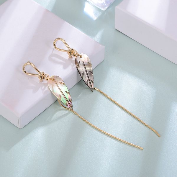 

female summer drop earrings gorgeous color leaf charm dangling fashion ear jewelry gold alloy long earrings wedding girl brincos, Silver