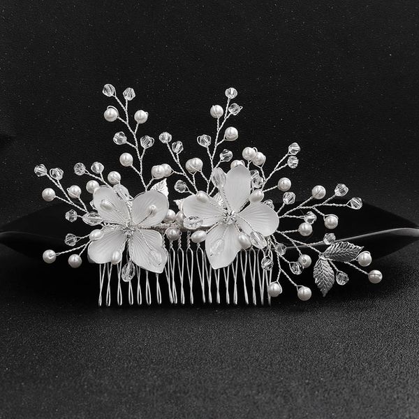 

women girl bride bridesmaid wedding party hair jewelry accrssories retro silver flower crystal hair combs headpieces bands, Golden;white