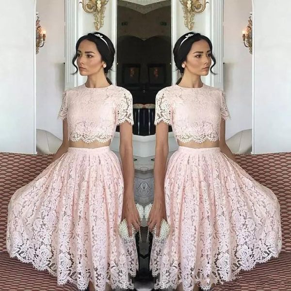 

pink short a line homecoming dresses arabic two pieces full lace plus size formal cocktail dresses for party evening gowns cheap, Blue;pink