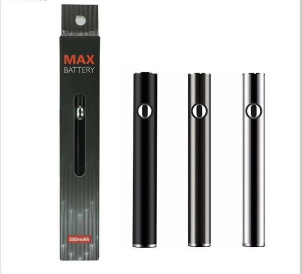 

2020 Амиго максимум разогреть аккумулятор 380mAh переменное напряжение VV Нижнего заряда батареи 510 для толстых свободы масляный бак картридж В9