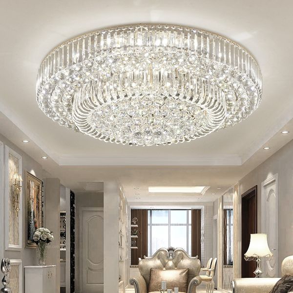 Plafoniera moderna in cristallo americano a LED Lampada da soffitto dimmerabile a 3 colori bianchi con telecomando Illuminazione interna per la casa