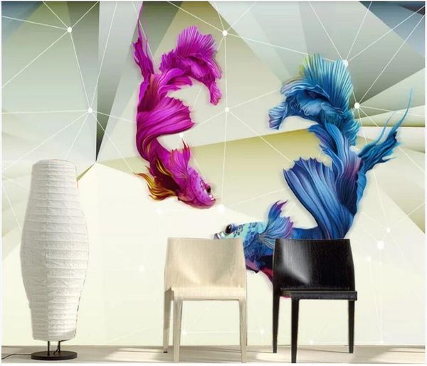 

3d room wallpaer custom mural stereoscopic 3d guppy geometric space tv background painting home decoration mural wallpaper for walls 3 d