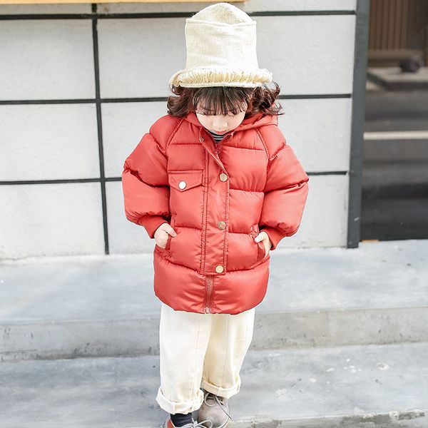

kids designer down jacket boys and girls medium and long section coat baby thick hooded jacket solid color down coat 2020 winter, Blue;gray