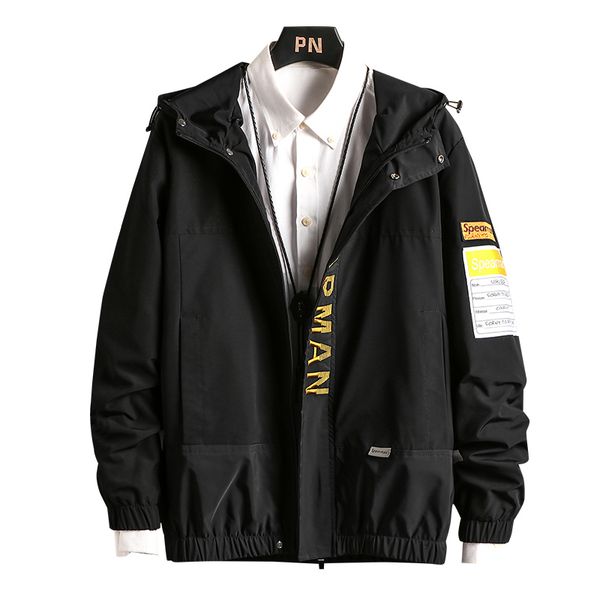 

nice men jackets spring autumn korean mens hooded jacket hip jacket windbreakers bomber causal coat outwear male, Black;brown