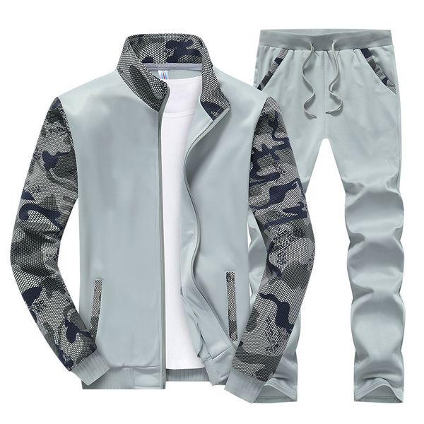 

cross border new style men's sports leisure suit camouflage stand collar teenager autumn and winter two-piece set baseball unifo, White;black