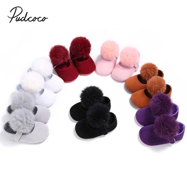 

pudcoco 2018 newborn babys shoes infant cute cotton ball soft sole cotton crib shoes anti-slip princess prewalkers 0-18m