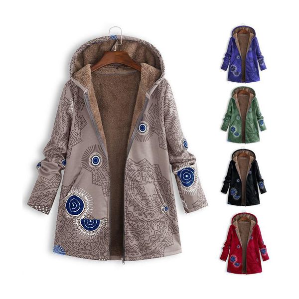 

women designer coat fashion printed hooded sweater winter plush long-sleeved jacket for lady 19ss plus size s-5xl 2020 new, Black