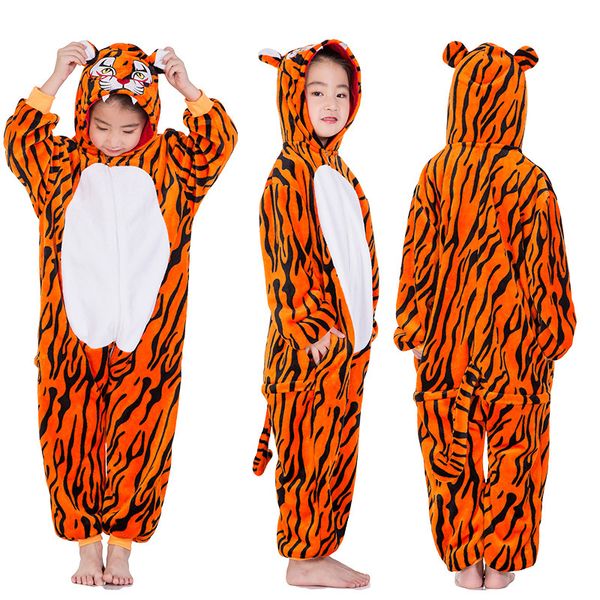 

kids kigurumi leopard pajama childrens cartoon animal cosplay unicorn sleepwear funny flannel warm soft overall winter pijama, Blue;red