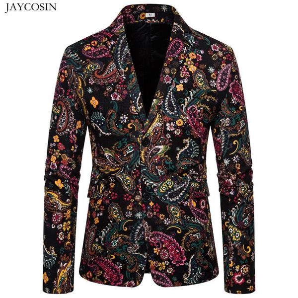 

jaycosin suit jackets new men's fashion in autumn winter retro printed suit coat fashion warm coat formal blazers 2020, White;black