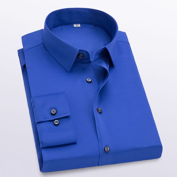 

2019 spring and summer business solid color long-sleeved shirt wedding formal simple classic wild plus size s-5xl male shirt, White;black