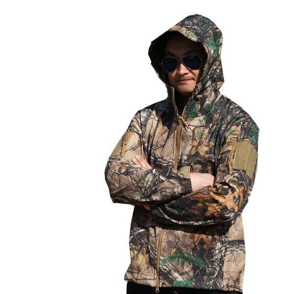 

waterproof fleece warm soft shell bionic camouflage jacket winter outdoor fishing hunting climbing windproof thermal coat, Blue;black