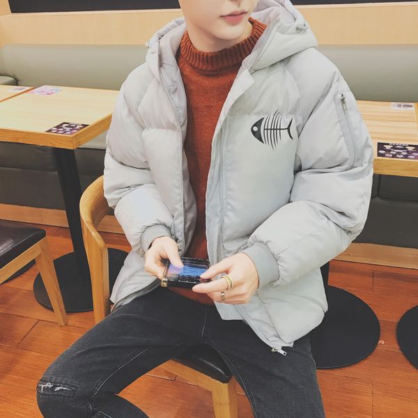 

fashion youth down jacket men's winter handsome fashion trend coat, Black