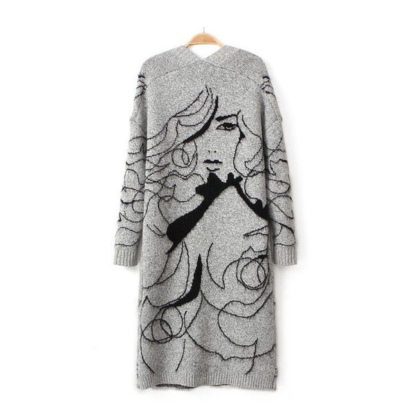 

drop shipping cardigan women sweater casual crochet poncho plus size coat women long sweaters vestidos cardigans, White