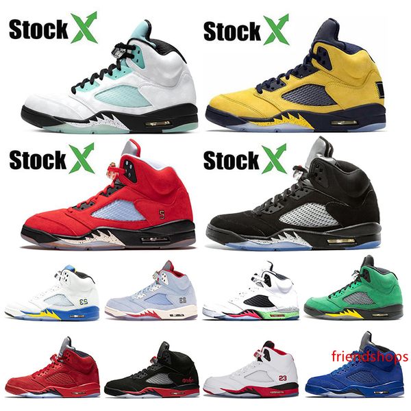 

with stock x 5 5s mens basketball shoes island green trophy room ice blue laney fab sp fire red sports sneakers size 7-13