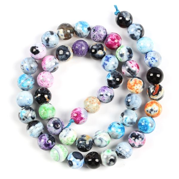 

natural stone bead color fire dragon veins agates onyx round loose spacer bead for jewelry making 6/8/10/12 mm diy bracelet necklaces, Black