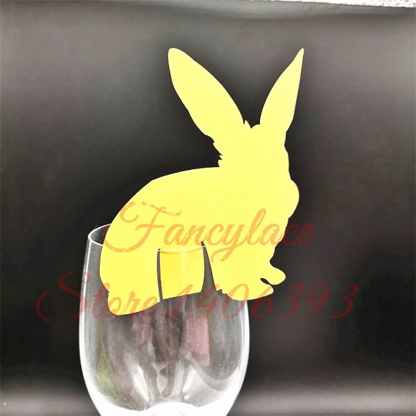 Gold Cute Rabbit Laser Cut Table Mark Wine Glass Name Place Cards