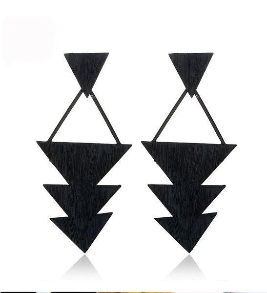 

2019 new arrivals fashion earrings black multi-layer triangle brincos oorbellen simple long statement drop earring women jewelry, Silver