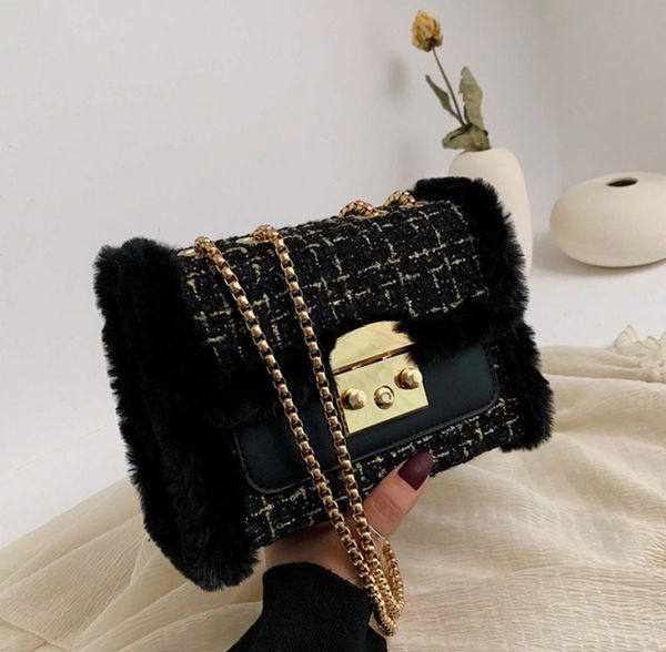 

designer handbag lady new fashion ringer chain bag fashion female wool cloth chain bags breeze women shoulder bag crossbody#