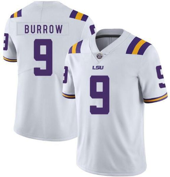 9 Joe Burrow NCAA LSU Tigres Burreaux College 2020 Pêssego 7 Grant Delpit Kristian Fulton Chase Beckham Jr. Homens Juventude Football Jerseys