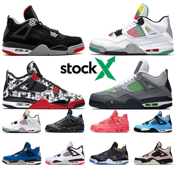 

2020 quality carnival court purple bred 4 men basketball shoes white cement pure money 4s men shoes jumpman sports sneaker, Black