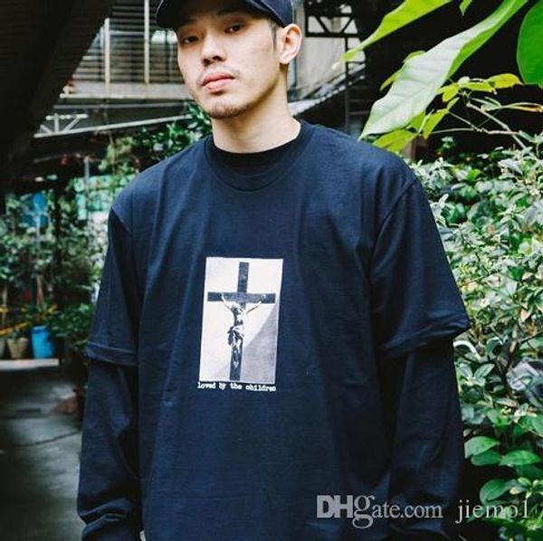

20ss box logo loved by the children tee religion jesus cross t-shirt high street skateboard short sleeves men women summer tee wholesale, White;black