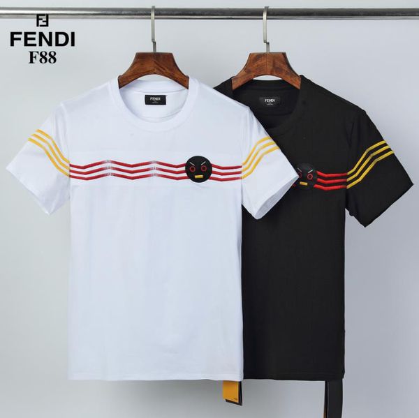 

fends mens t shirt luxury mens designer t shirt dhl 2020 new striped badge men tees trendy men short, White;black