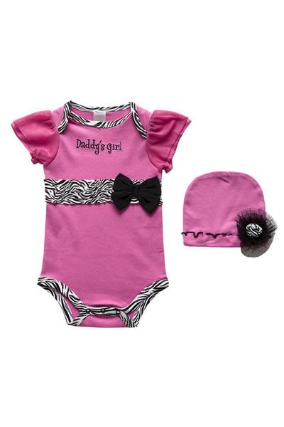 

newbornÂ babyÂ clothesÂ shortÂ sleeveÂ romperÂ andÂ hat-pieceÂ setÂ babyÂ zebraÂ childrenÂ setsÂ summerÂ roseÂ redÂ 6m, White