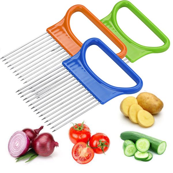 

shrendder slicer tomato onion vegetables slicer cutting aid holder guide slicing cutter safe fork kitchen cooking tools fdh