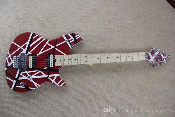 

New arrival evh wolfgang cu tom hop electric guitar in red white line whole ale hipping