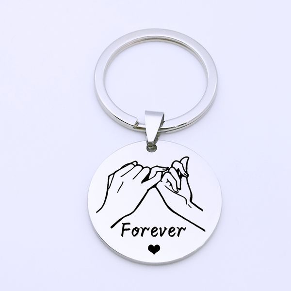 

fashion engraved forever pinky promise keyring couples boyfriend husband anniversary gift keychain jewelry women men key fob, Slivery;golden