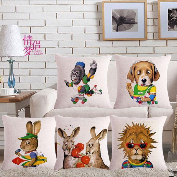 

cartoon animal cotton flax pillow back cushion loose coat