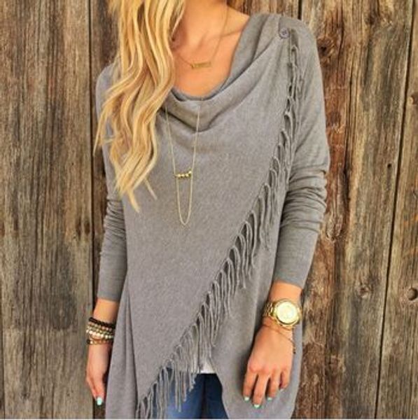 

2017 new fashion women autumn casual jacket long sleeve knitted cardigan loose sweater outwear winter tassel coat, Black;brown