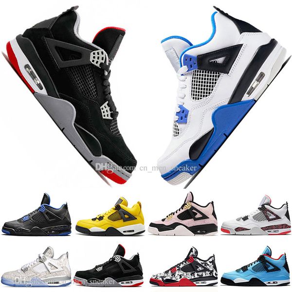 

2019 new bred 4 4s what the cactus jack laser wings mens basketball shoes denim blue pale citron men sports designer sneakers eur 36-47, White;red