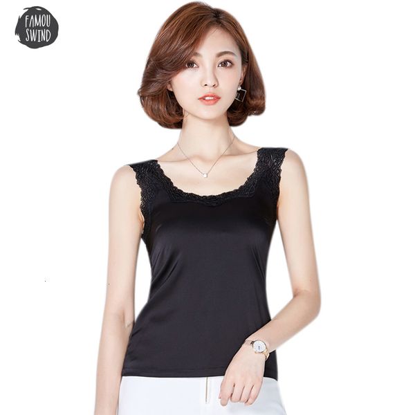 

tank silk 2019 lace women shirt casual camis sleeveless blusa summer crop clothes black gray beige sexy, White