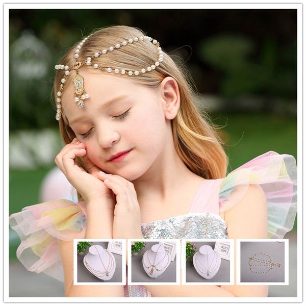 Girls Forehead Chain Acrylic Crystal Princess Head Chain Children