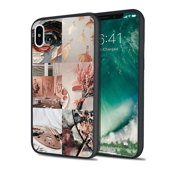 

coque luxury oil painting aesthetic case for iphone 11 pro xs max xr 8 7 6s plus 5s se 5 case soft silicone cover