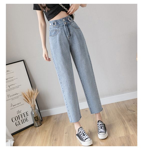 

orchid grey harlan female loose jeans straight student leisure, Blue