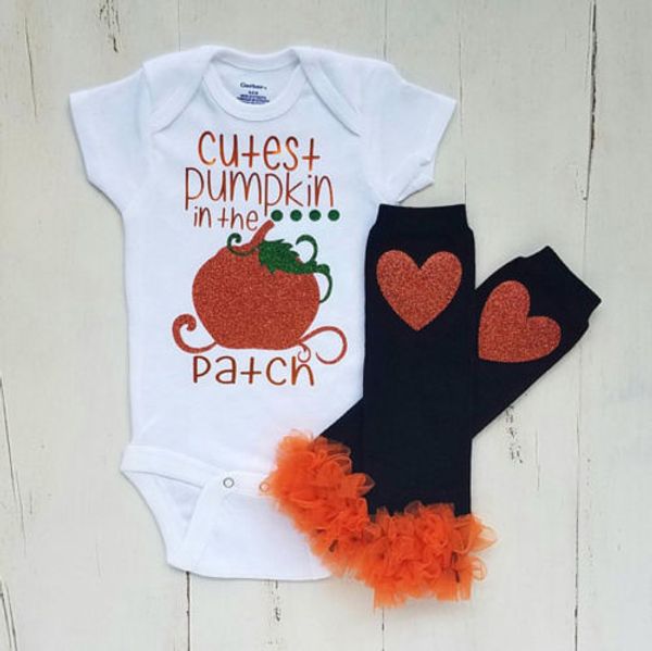 

3pcs halloween newborn infant kids baby girls clothes pumpkin short sleeve cotton casual romper leg warmer outfits clothes, Pink;blue