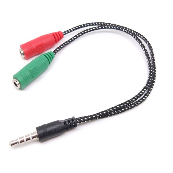 Плетеный кабельный адаптер 2 в 1 Dispenser 4 Полюс аудио наушники от 3,5 мм до 2 женских наушников для наушников микрофона Аудио кабель для ПК