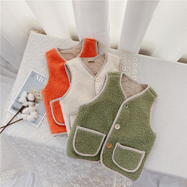 

korean baby clothes vest 2019 autumn and winter new boys and girls velvet waistcoats kids sleeveless jackets children warm vests, Blue