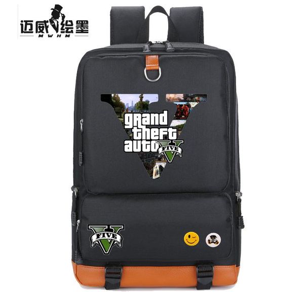

new sale gta5 gta pc games backpack printing canvas men schoolbag anime surrounding women shoulder travel bag teenagers bag