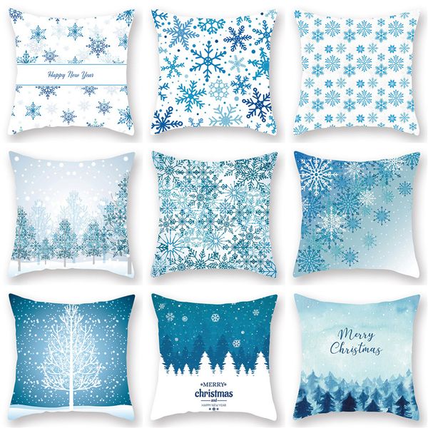 

snowflake pillowcase cushion cover seat 45*45cm sofa home house car cushion square case decorative pillows cover xs-19xmas6