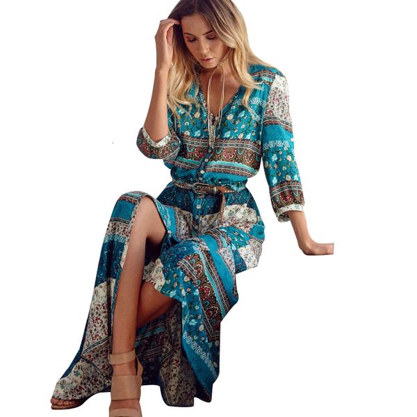 

designer dresses plus size women clothing s 5xl plus size long v neck floral print ethnic spring summer split stylish style, Black;gray